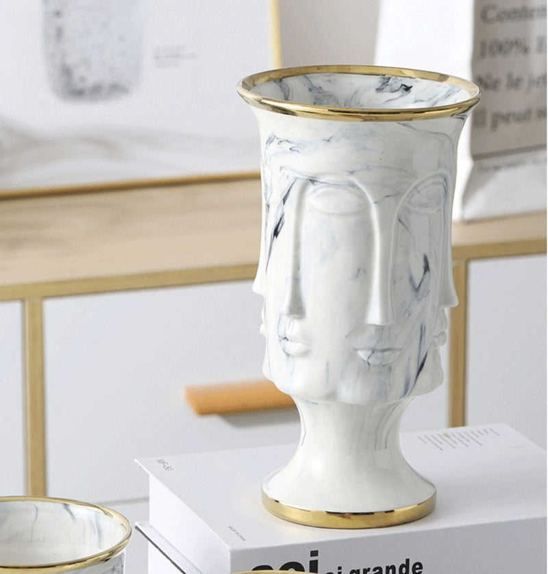 Marble Face Flower Pot and Vase