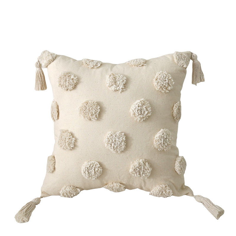 White Tufted Dots Cushion 45“ most comfortable sofa pillows