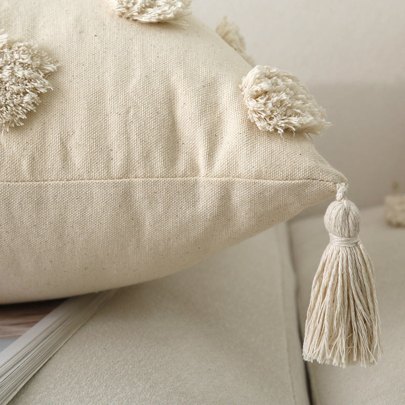 Most comfortable sofa pillows White Tufted Dots Cushion 45“