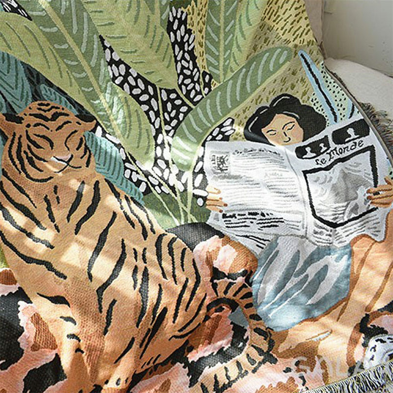 Wall Art  Tiger And Girl Tapestry  Wall Hanging