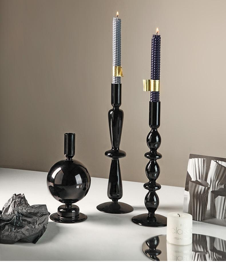 Onyx Glass Candle Holders
