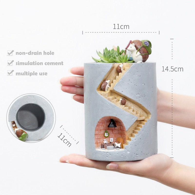 Creative Animal Resin Flowerpot Succulents Planter Water Planting Container