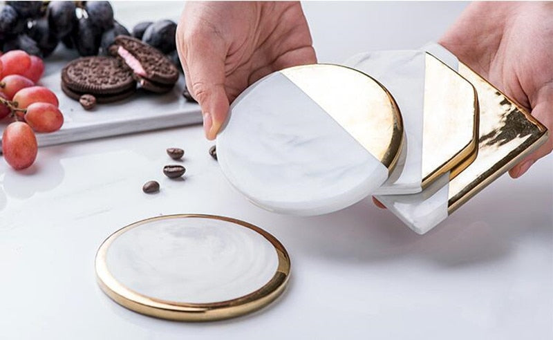 Marble + Gold Coasters