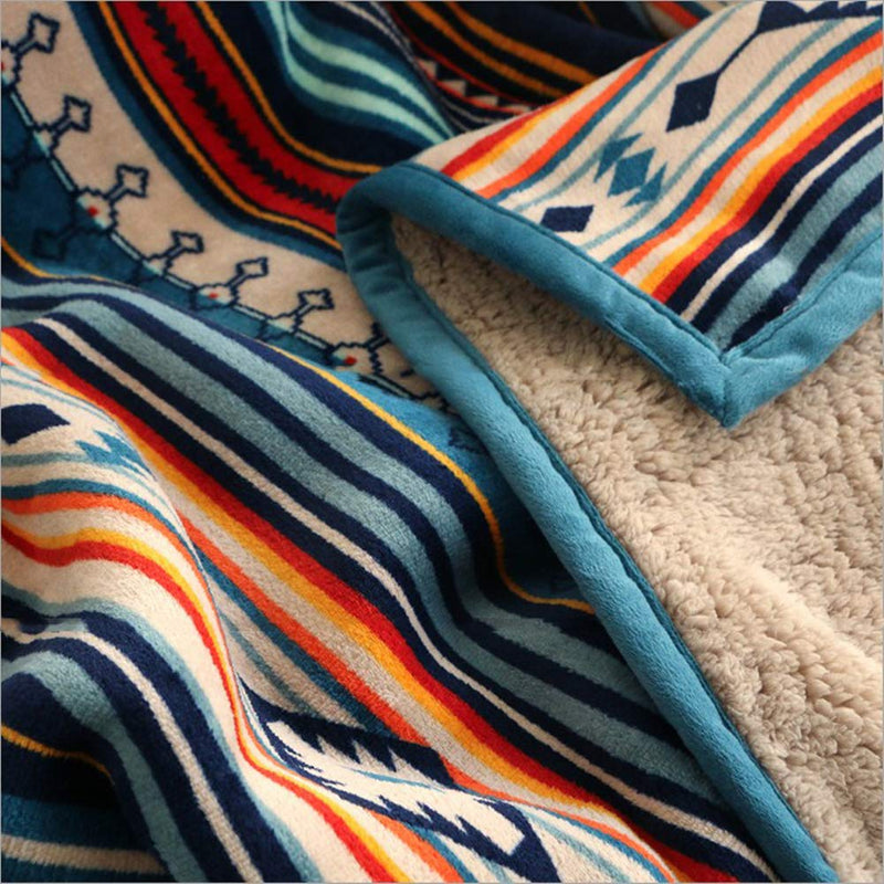 Flannel Sherpa Blanket Throw Bohemian