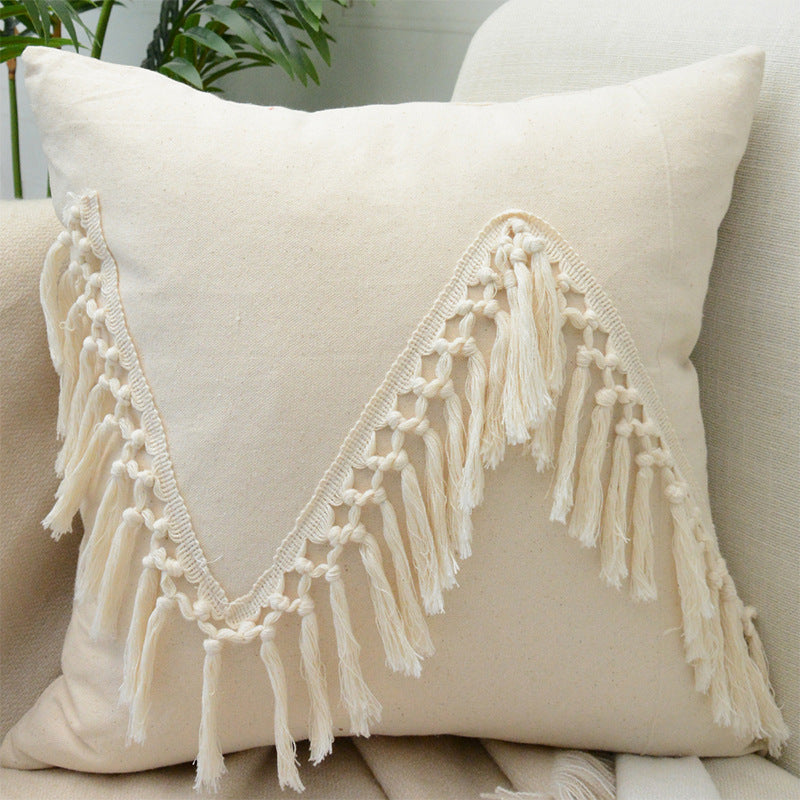 Throw Pillow Covers, Macrame Cushion Case, Woven Boho Cushion Cover for Bed  Sofa Couch Bench Car Home Decor, Comfy Square Pillow Cases with Tassels
