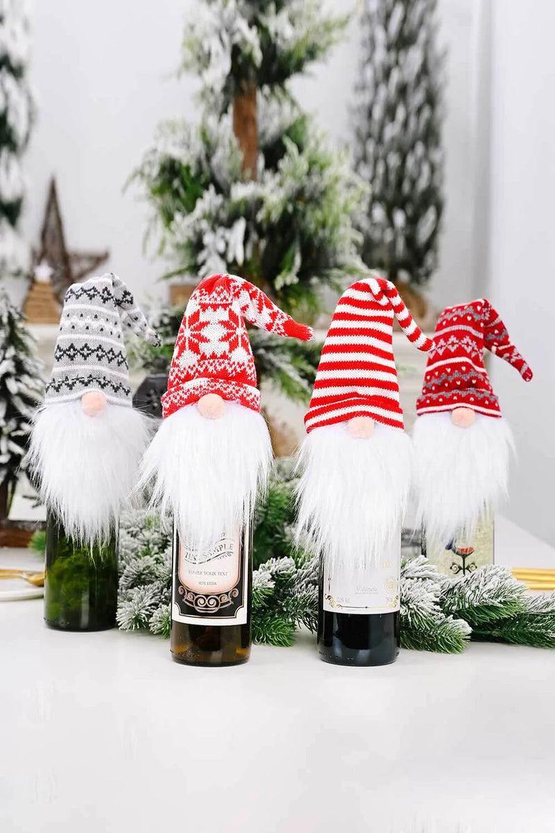 4-Pack Christmas Faceless Gnome Wine Bottle Covers