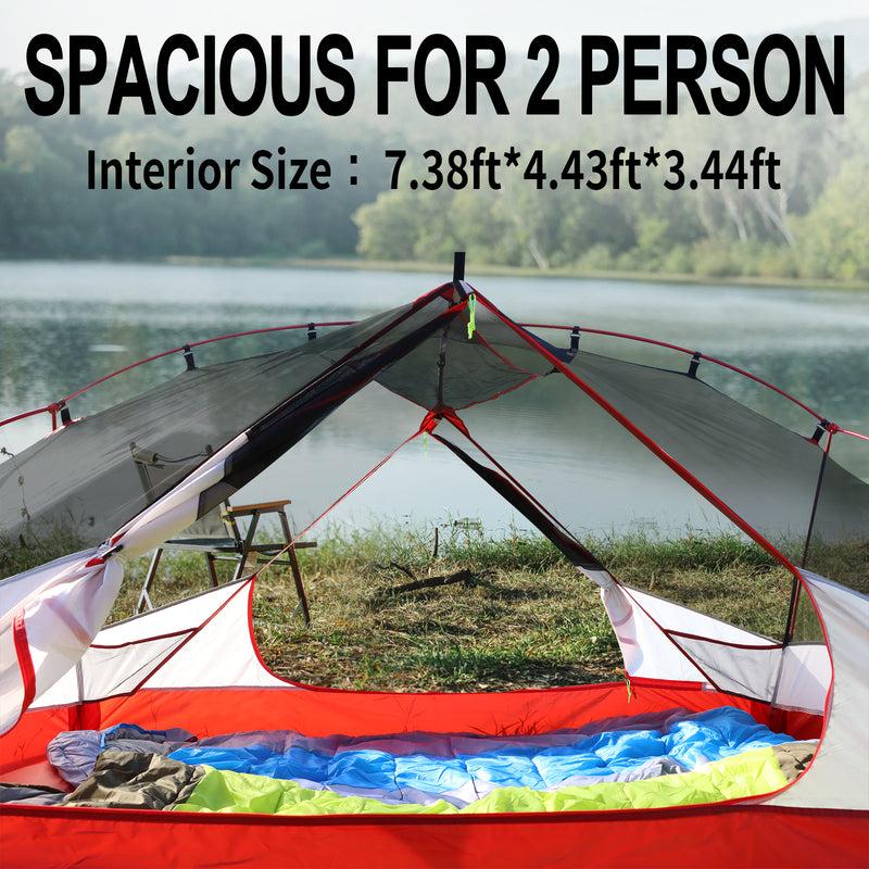 2 Person Backpacking Tent Lightweight Camping Tent with Removable Rainfly
