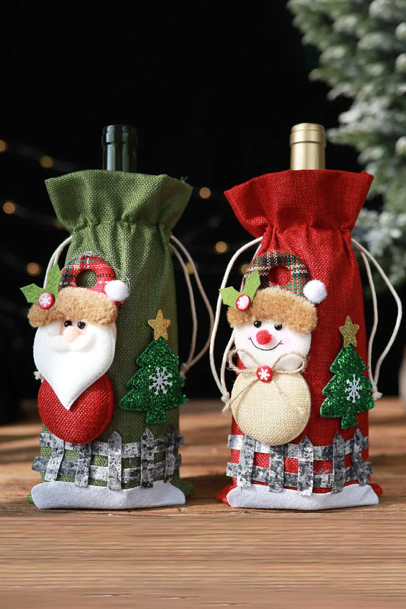 4-Pack Drawstring Christmas Wine Bottle Covers