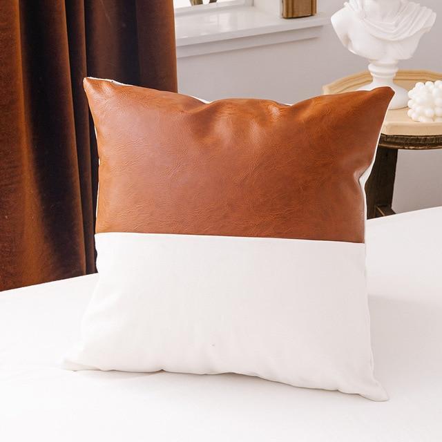Geo Leather Pillow Cover