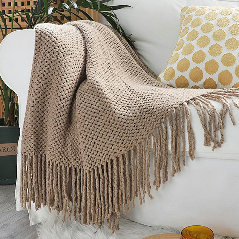 Knitted Mesh Throw Blanket