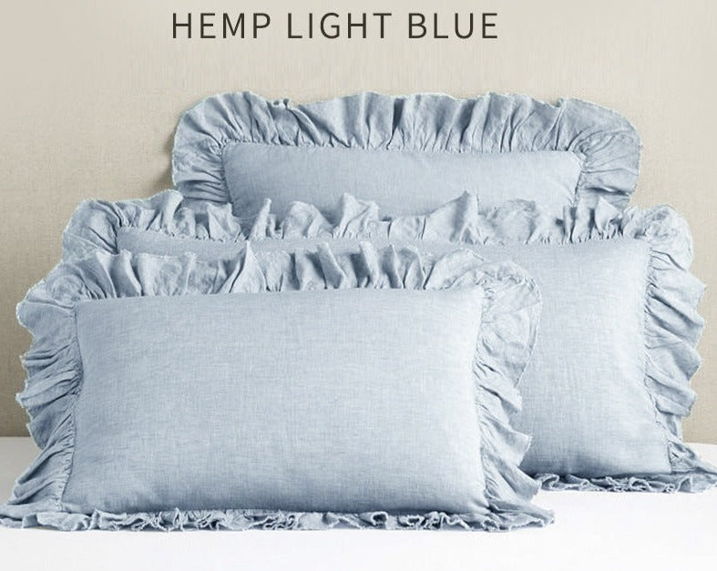 comfortable couch pillows Simple Linen Ruffle Pillowcase