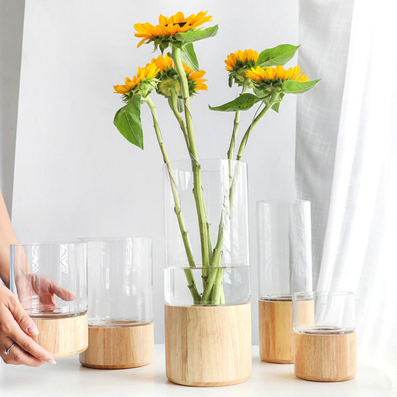 Serenity Wood Base Vases