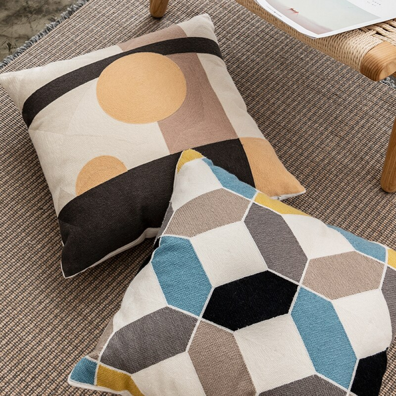 Circles and Stripes Abstract Pillow Cover