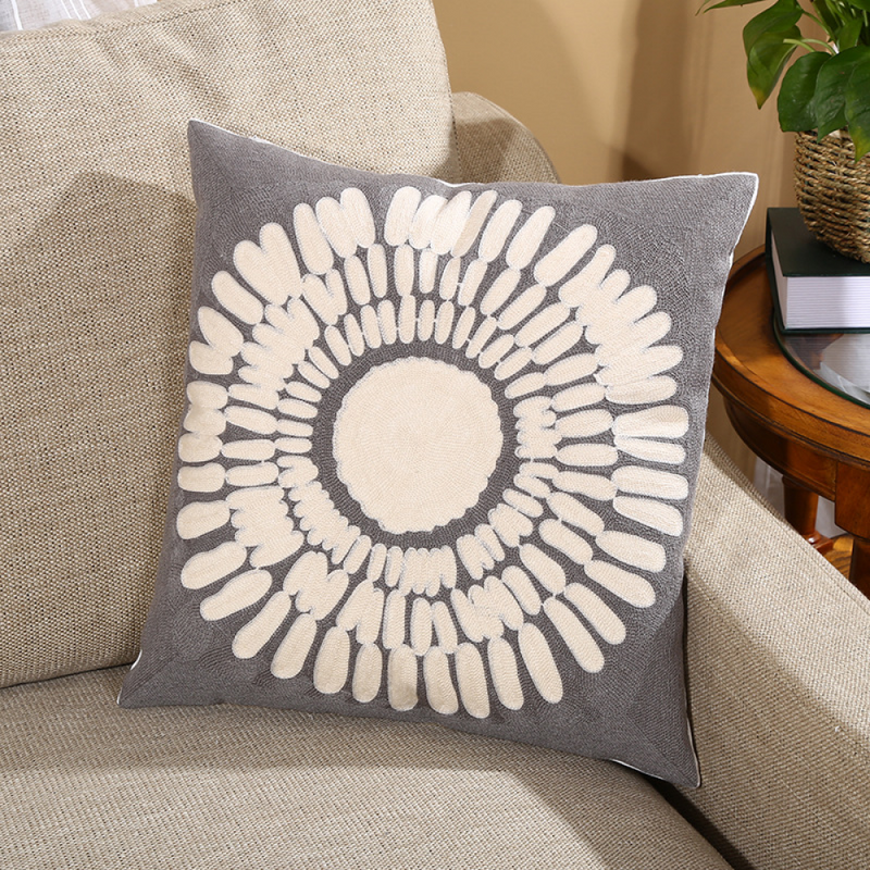Sunburst Embroidered Pillow Cover