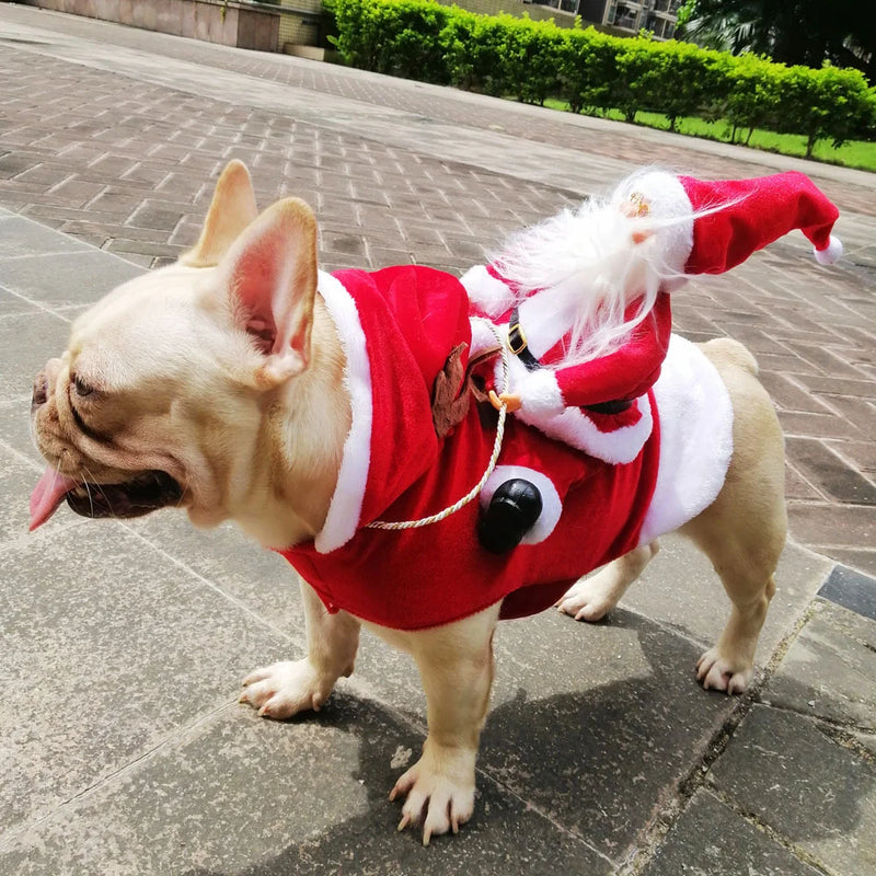 pet dog christmas costume santa claus riding suit