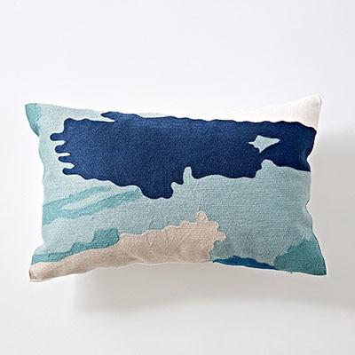 Sea and Sky Embroidered Abstract Pillow Cover