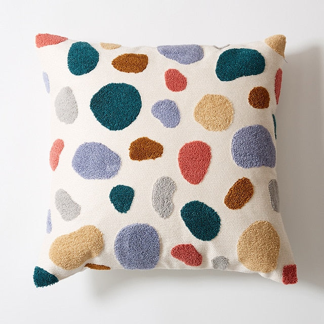 Floral Cushion Cover Cute Dots Embroidery Pillow Cover