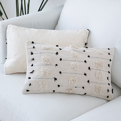 White Black Geometric cushion cover Moroccan Style pillow cover Woven