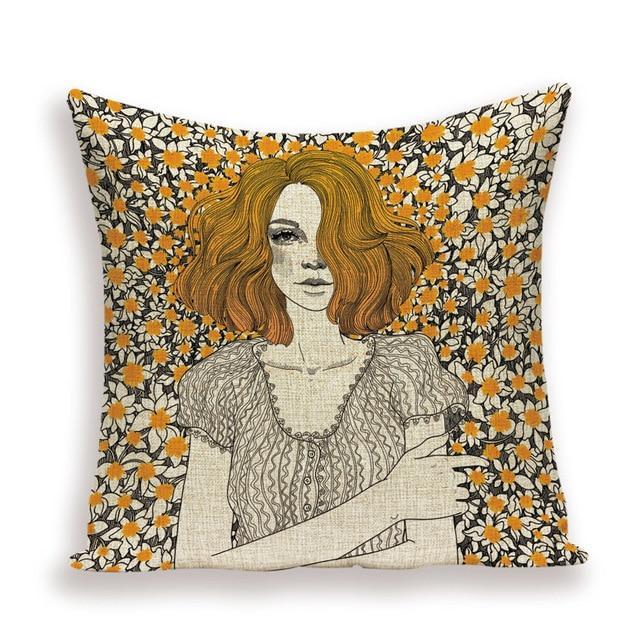 Kvinna Art Linen Pillow Covers