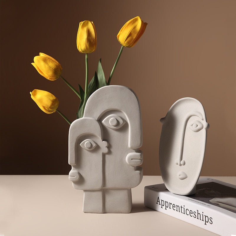 Face Art Nordic Home Decor Ceramic Vase for Flowers
