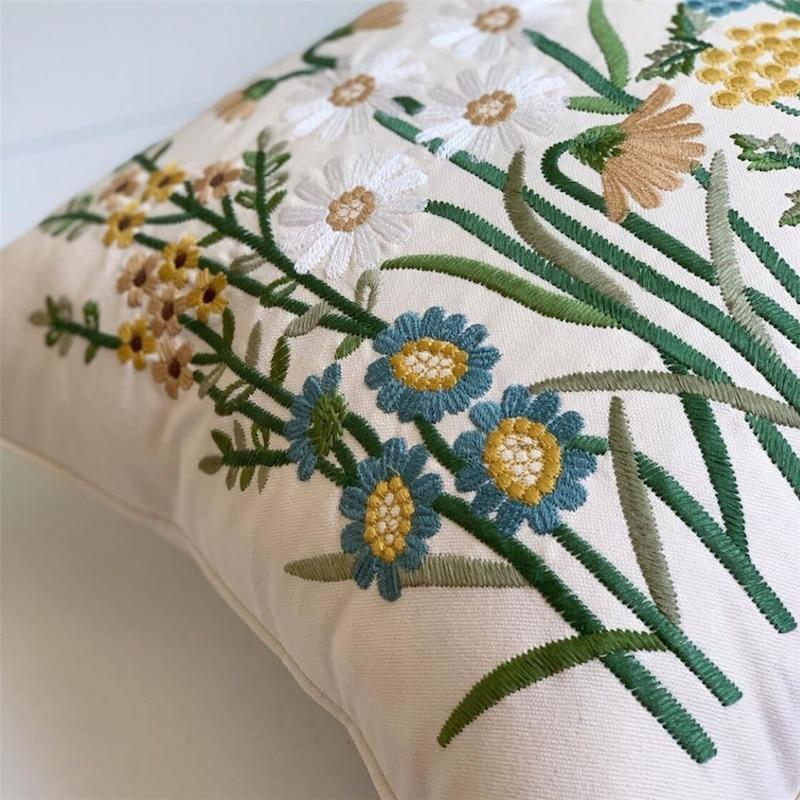 Embroidered Wildflower Pillow throw pillows for chairs