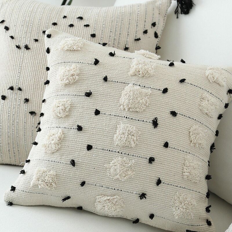 White Black Geometric cushion cover Moroccan Style pillow cover Woven