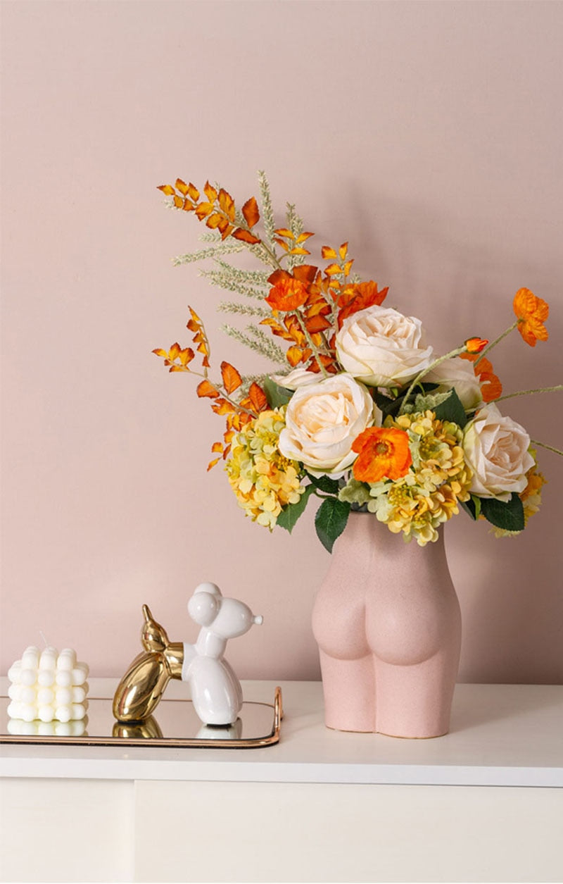 Creative pink body art ceramic vase gardening flower pot decor Home decor accessories modern minimalist style ornaments gift