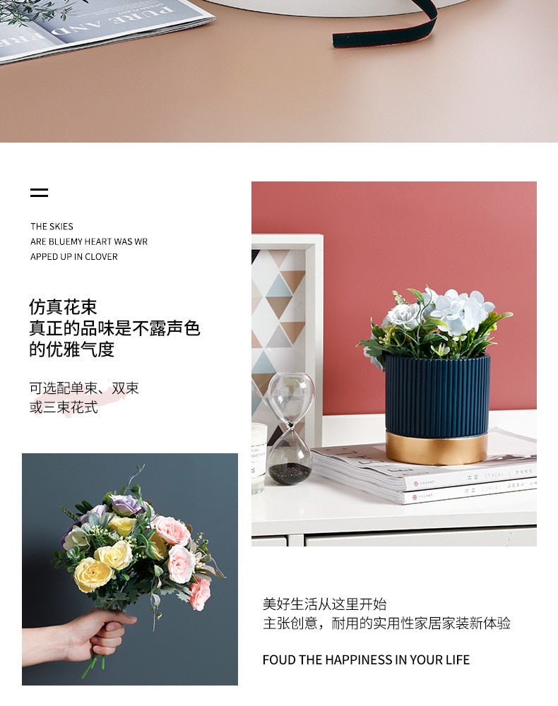 1pc New Ceramic Cement Flower Pot Succulent Decoration Desktop Mini Flowerpot