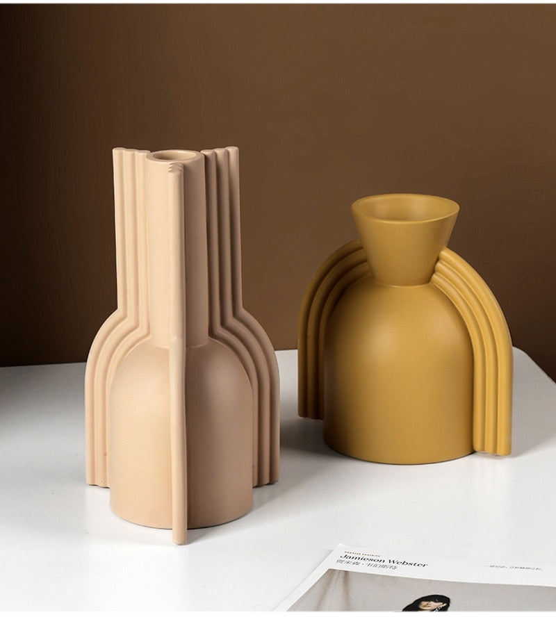 Creative Nordic Flower Vase Geometric Ceramic Flower Arrangement Living Room Display Vases
