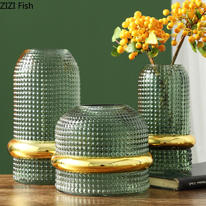 Creative Golden Waist Glass Vase Home Decoration