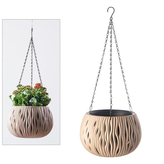 Creative Rattan Flower Pots Hanging Basket Self Watering