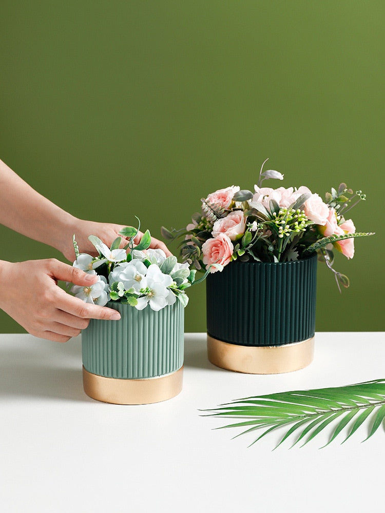 1pc New Ceramic Cement Flower Pot Succulent Decoration Desktop Mini Flowerpot