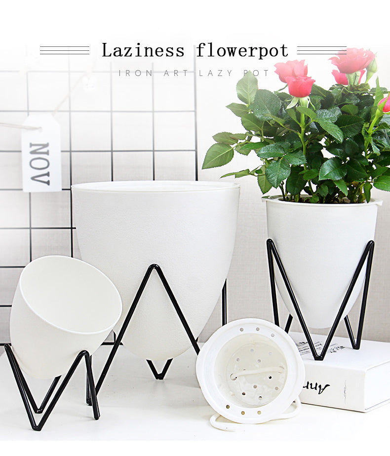 Water-absorbing White Lazy Flower Pot
