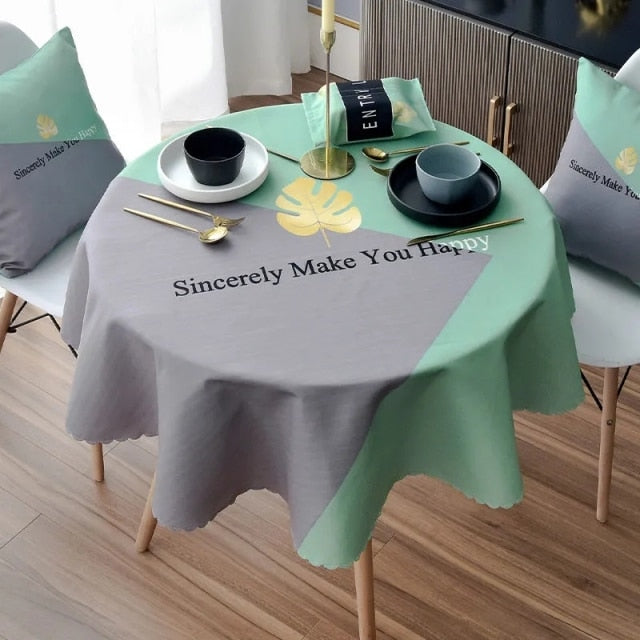 Waterproof Printed Tablecloth Round Table Cover Tea Table Cloth Rural Cotton Cover