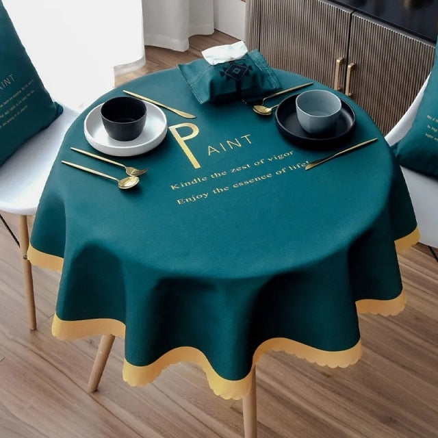 Waterproof Printed Tablecloth Round Table Cover Tea Table Cloth Rural Cotton Cover