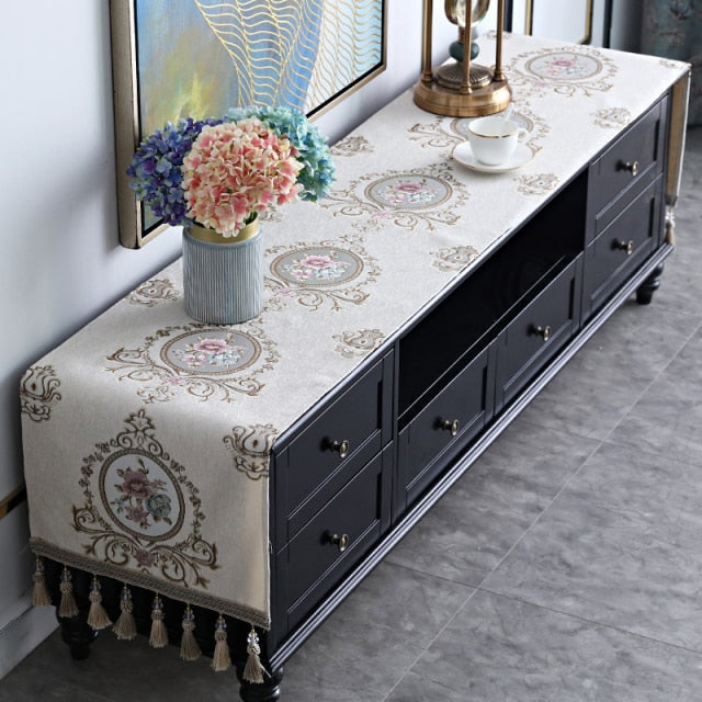 Proud Rose European TV Cabinet Cover Cloth Tassel Tablecloth Table Runner